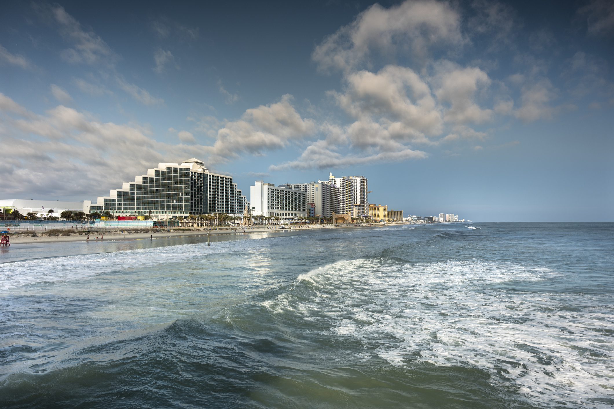 Urban shoreline with tall buildings
