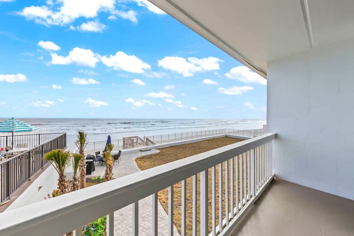 Oceanfront balcony with beach view